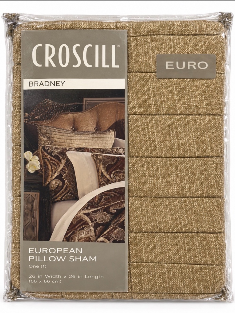 Croscill Bradney Gold European Pillow Sham 26ā x 26ā NIP